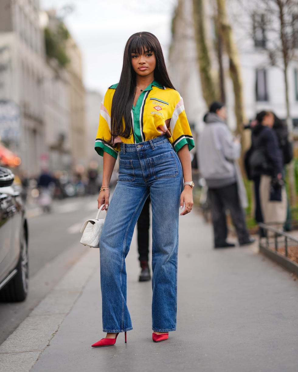 fashion woman look yellow pants