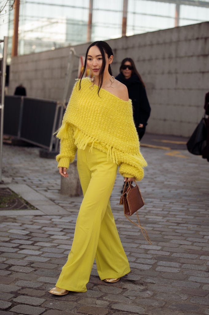 fashion woman look yellow pants