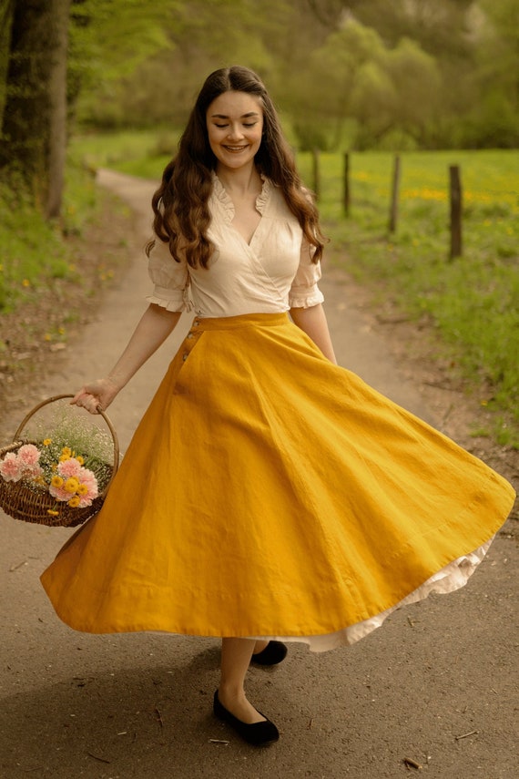 fashion woman look with yellow skirt