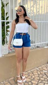 look com short azul Feminino