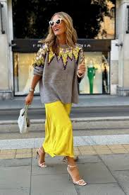 fashion woman look with yellow skirt