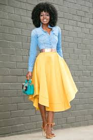 fashion woman look with yellow skirt