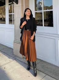 looks com saia midi plissada Feminino