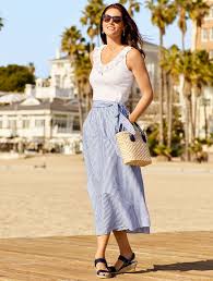 fashion woman look with striped skirt