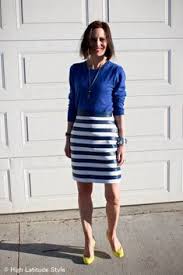 fashion woman look with striped skirt