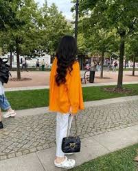 fashion woman look orange blouse