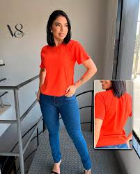 look blusa laranja Feminino