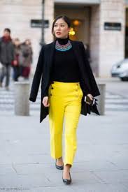 fashion woman look yellow pants