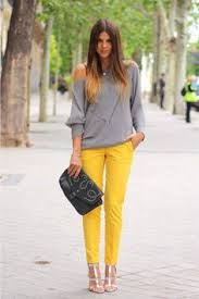 fashion woman look yellow pants