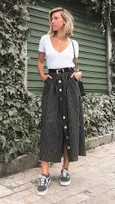 look com saia listrada Feminino