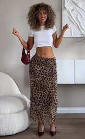 fashion woman look leopard skirt