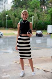 fashion woman look with striped skirt