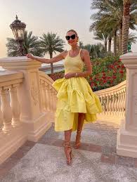 fashion woman look with yellow skirt