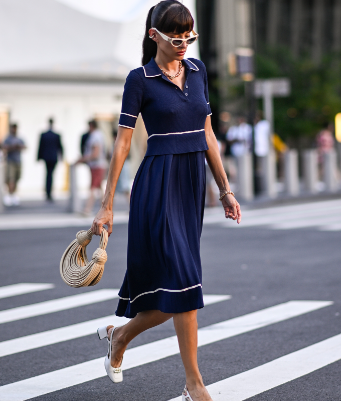 fashion woman look blue dress