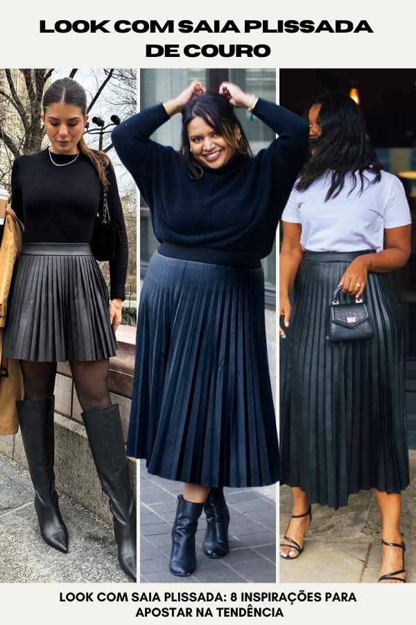 looks com saia midi plissada Feminino