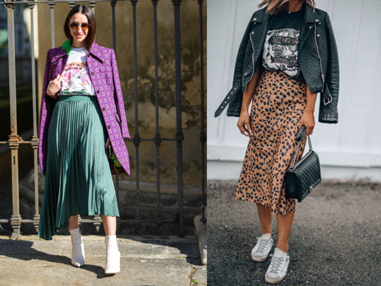 looks com saia midi plissada Feminino