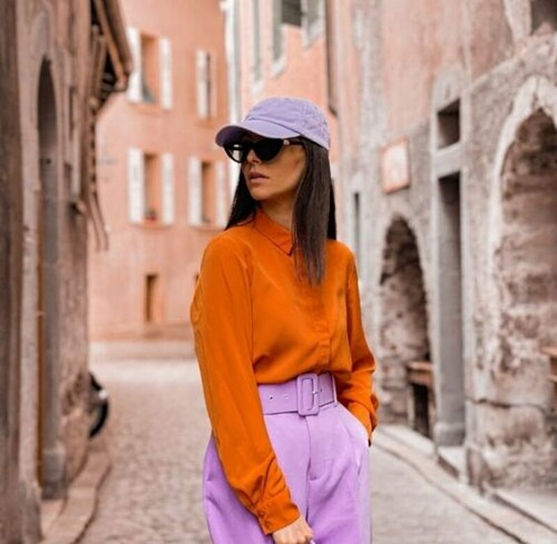 fashion woman look orange blouse