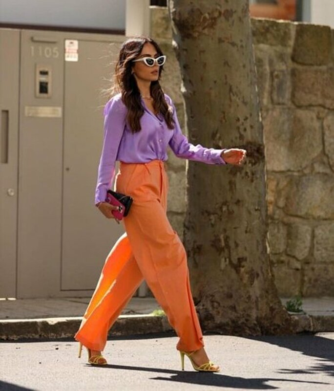 fashion woman look orange blouse