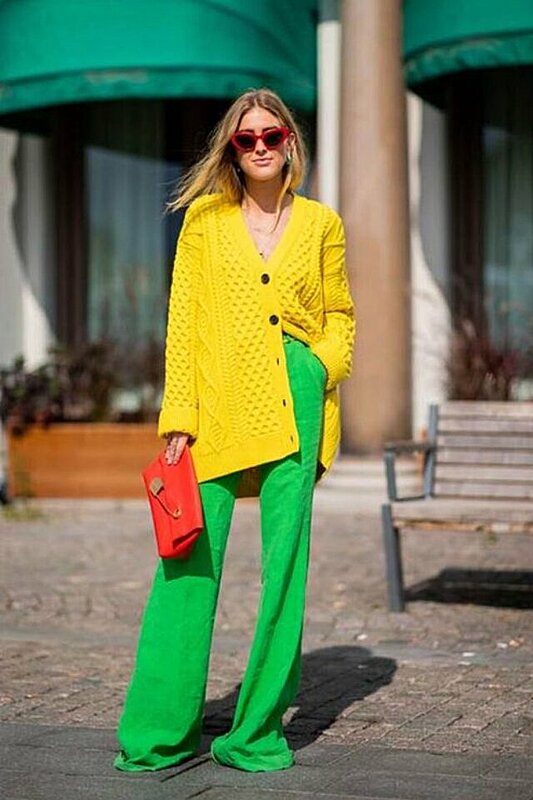 fashion woman look yellow pants