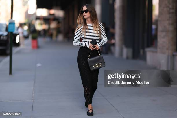 fashion woman look with striped skirt