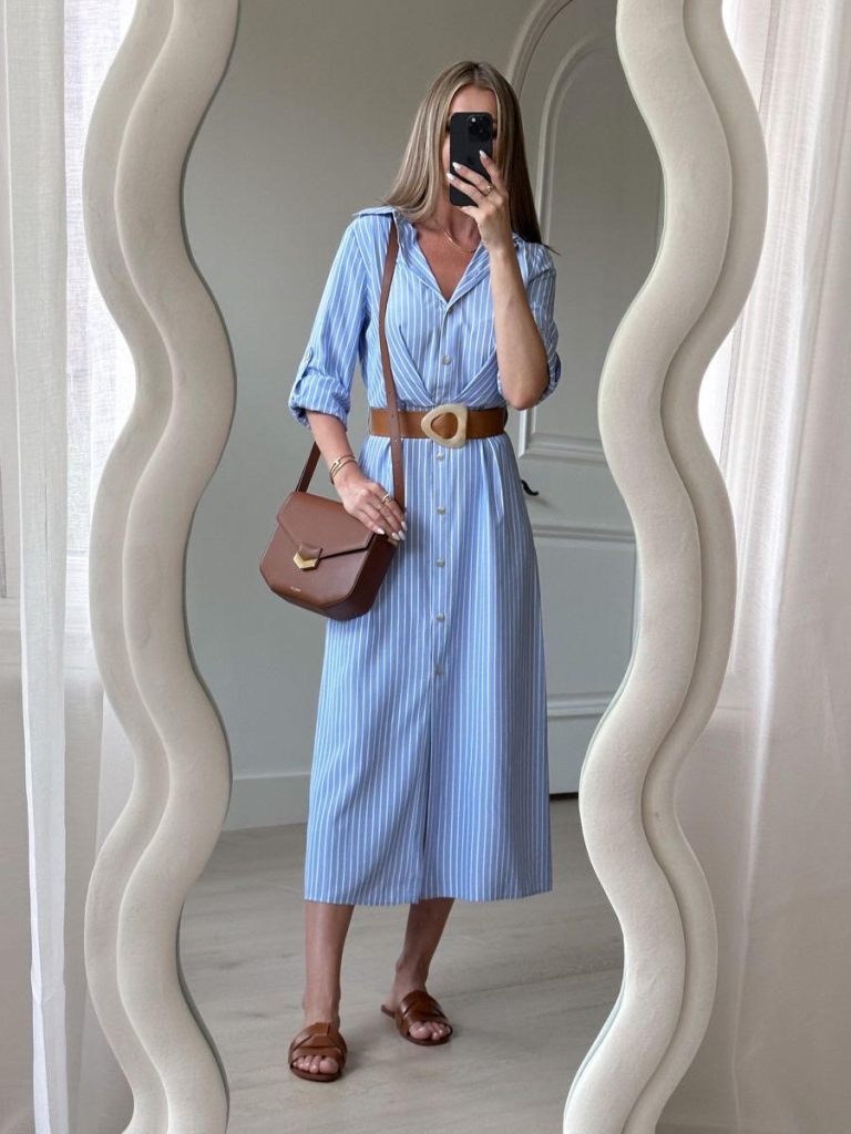 fashion woman look blue dress