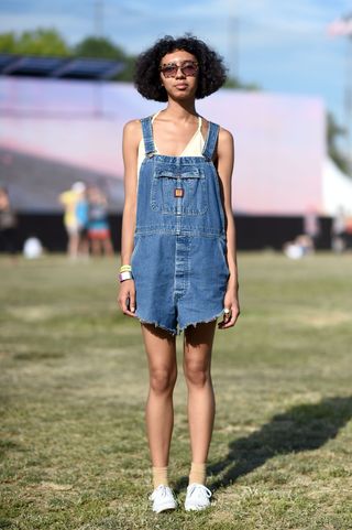 fashion woman look with blue shorts