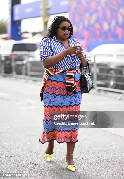 fashion woman look with striped skirt