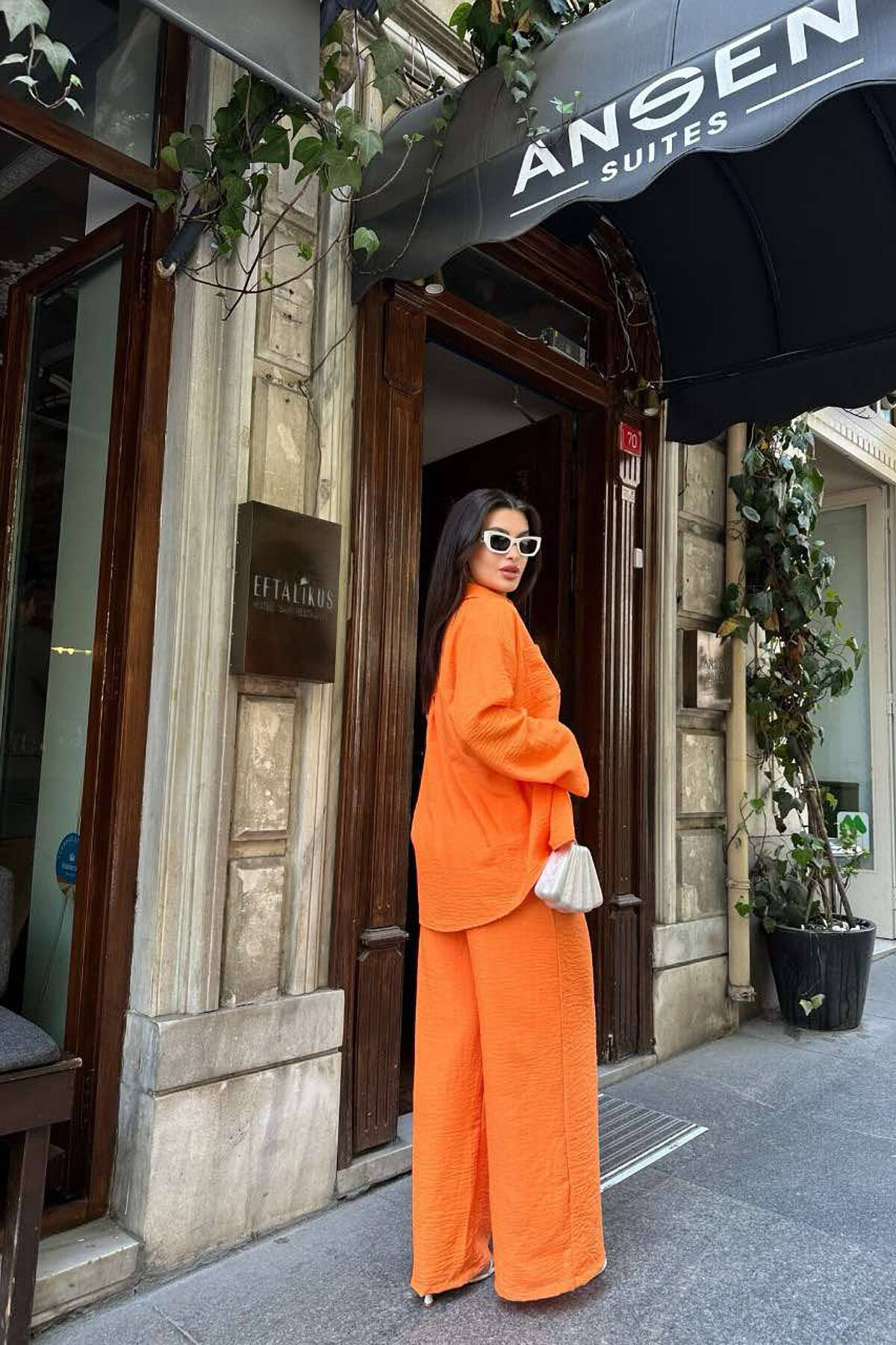 fashion woman look orange blouse