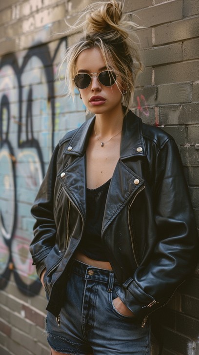 fashion woman look leather