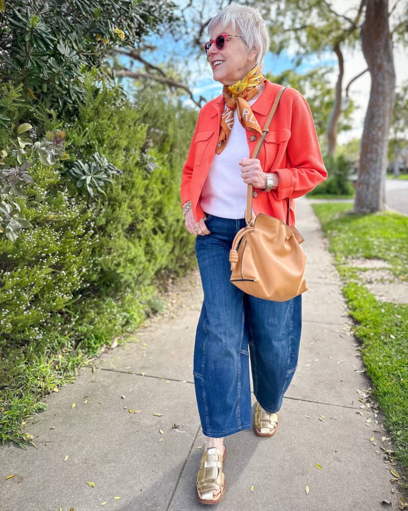 fashion woman look orange blouse