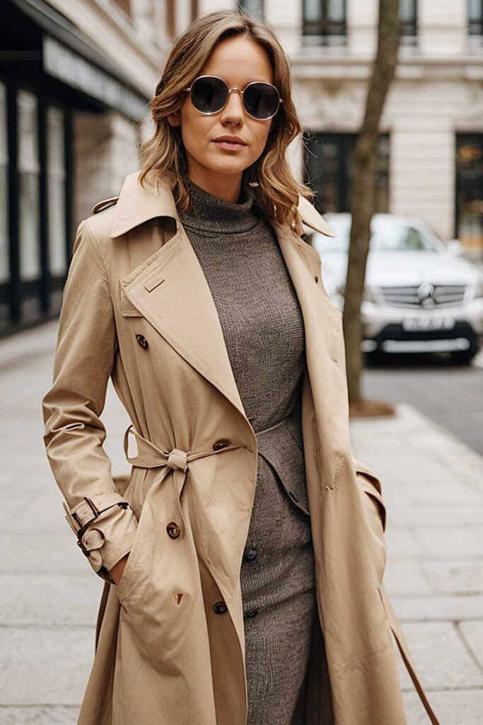 fashion woman look beige coat