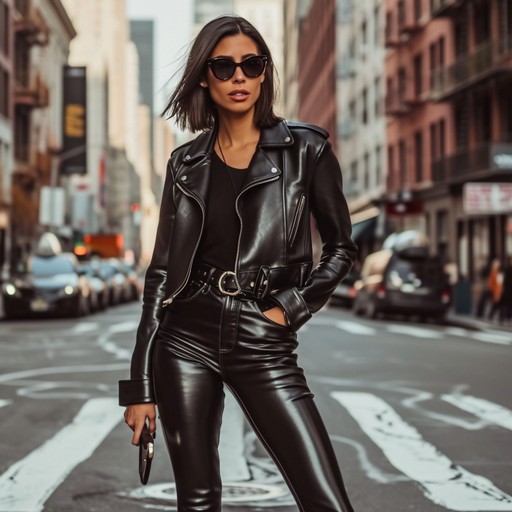 fashion woman look leather