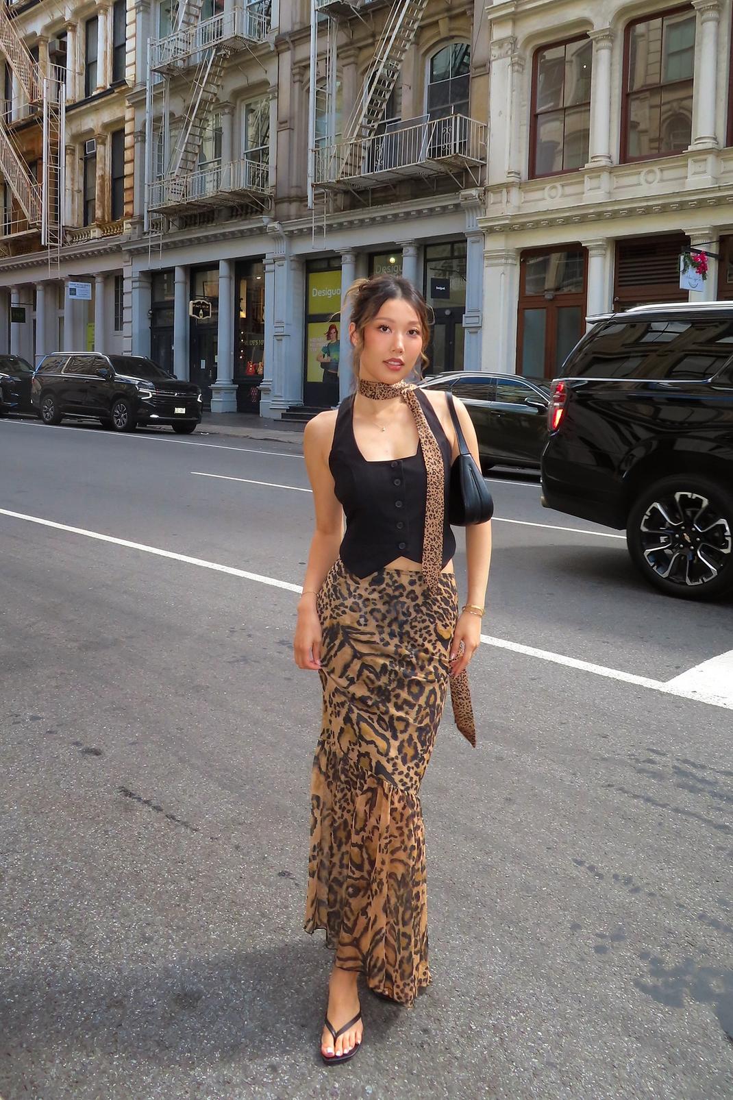 fashion woman look leopard skirt