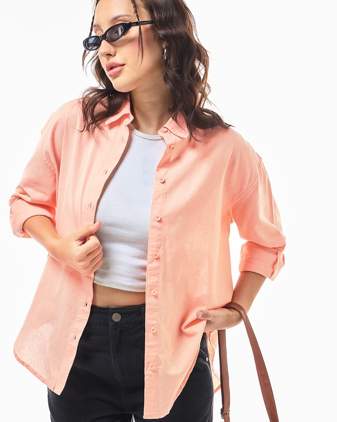 fashion woman look orange blouse